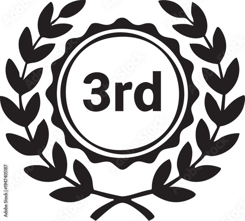 Laurel wreath award vector illustration icon design nature floral element black branch tribal pattern logo frame decoration