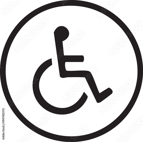 Disabled accessibility icon vector illustration with wheelchair and handicap symbols
