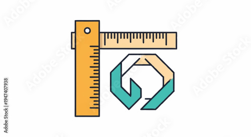 Measuring tool and recycling symbol icon.