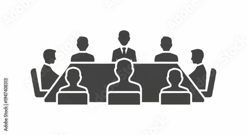 Business meeting with people sitting around table.