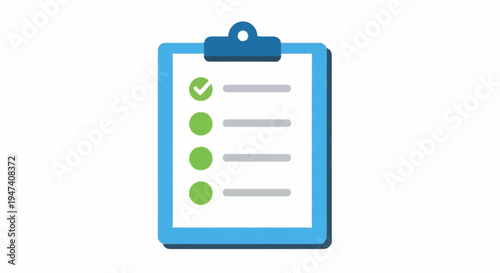 Checklist on a blue clipboard icon.