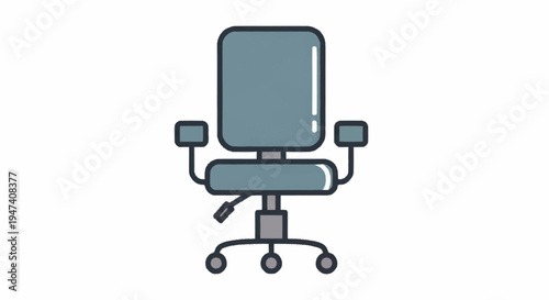 a blue office chair with wheels.