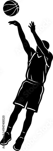 Basketball Player Shooting Silhouette Vector Illustration