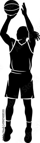 Basketball Player Shooting Silhouette Vector Illustration