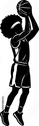 Basketball Player Shooting Silhouette Vector Illustration