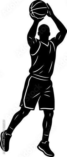 Basketball Player Shooting Silhouette Vector Illustration