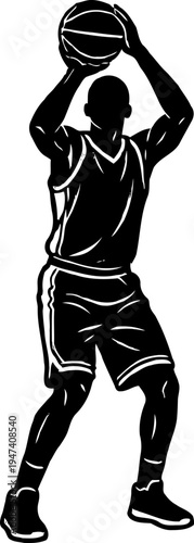 Basketball Player Shooting Silhouette Vector Illustration