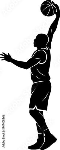 Basketball Player Shooting Silhouette Vector Illustration