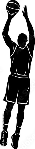 Basketball Player Shooting Silhouette Vector Illustration