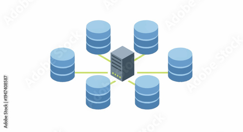 A central server connected to multiple databases.