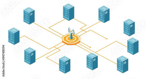 Network infrastructure with connected servers.