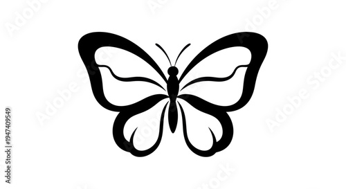 Black and white butterfly illustration on clean white background vector image