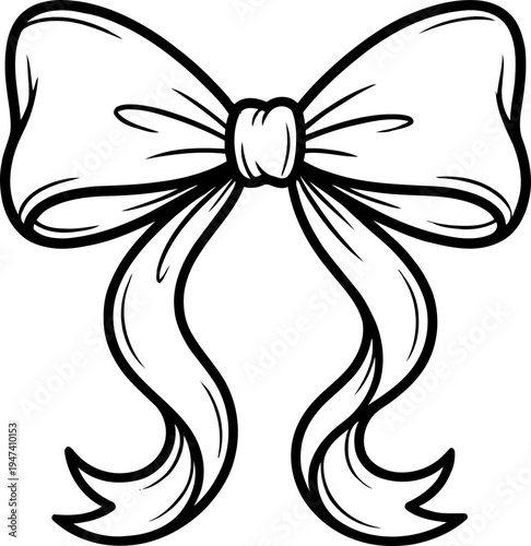 Hair Bow Coquette Style Vector Illustration