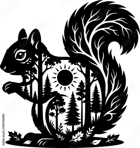 Squirrel Woodland Animal Silhouette Vector Illustration