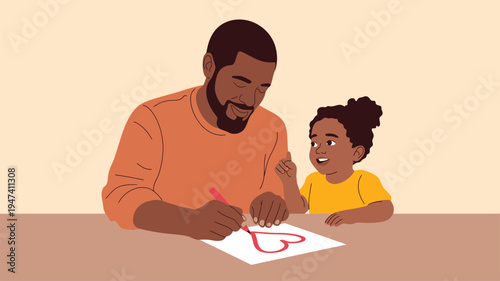 Father daughter drawing heart family bonding