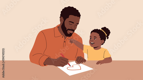 Father daughter drawing heart family moment