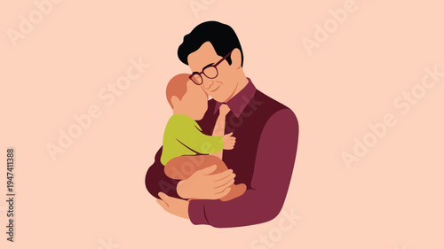 Father holding baby infant in arms