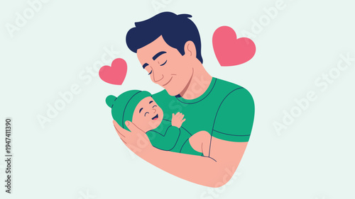 Father holding baby love tenderness