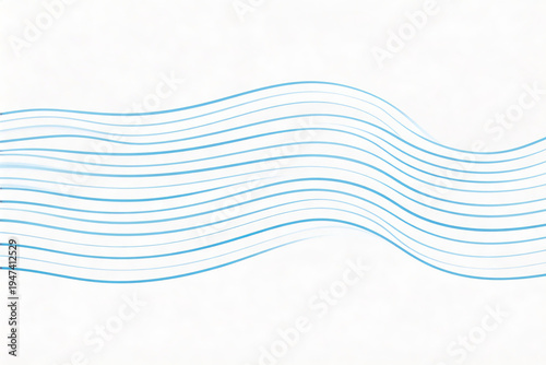 Abstract blue wavy lines on white background. Minimalist modern graphic design with smooth, fluid wave patterns, suitable for digital art, interface design, or decorative elements.