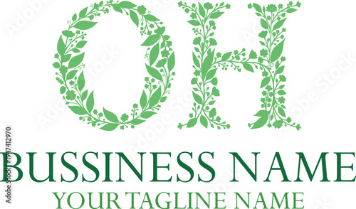 OH initials monogram letter text alphabet logo design