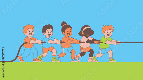 Kids playing tug of war game