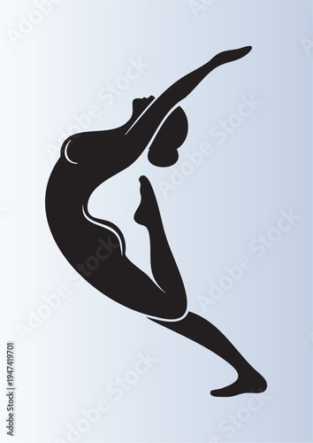 Silhouette of a gymnast in elegant midair pose