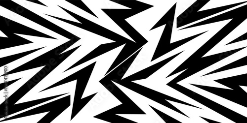 Abstract sharp seamless pattern with zigzags, arrows and triangles. Wavy geometric lightning background for covers or textile print. Sharp, chaotically scattered zigzag arrows.