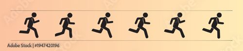Six sequential running man icons in a linear progression