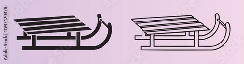 Traditional wooden sledges isolated on transparent background