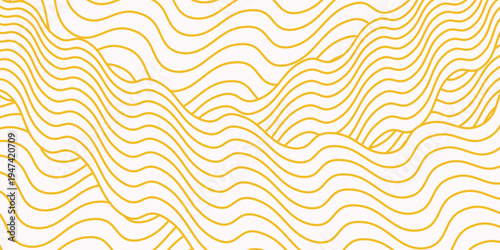 Yellow instant noodle, pasta and spaghetti texture with geometric wavy lines. Ramen, pasta vector pattern. Background abstract food illustration