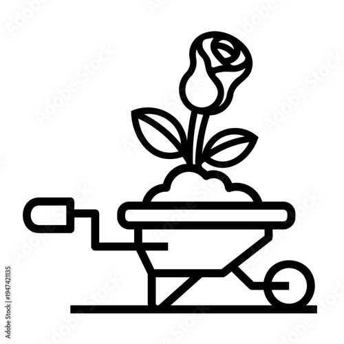 wheelbarrow Line Icon