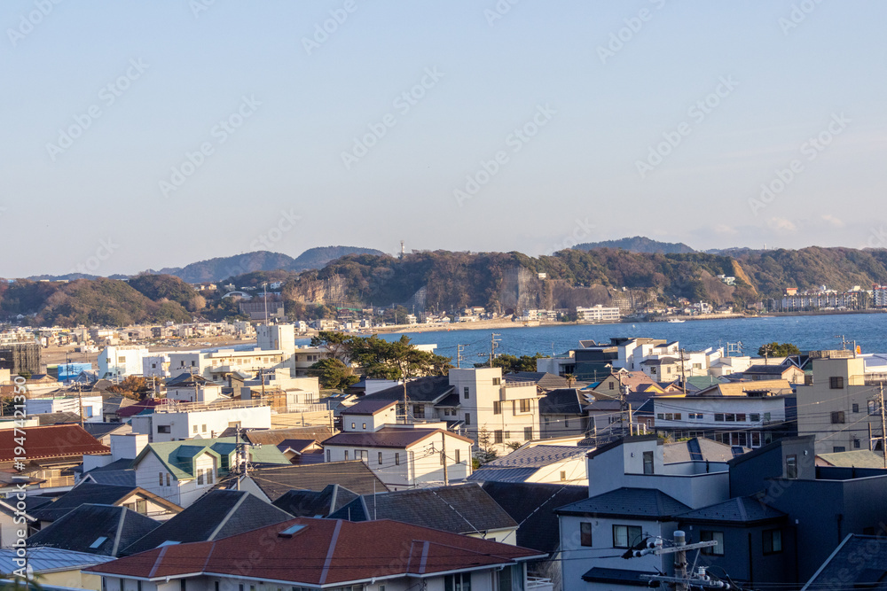 Fototapeta premium Overview of Kamakura area with seaside in Japan