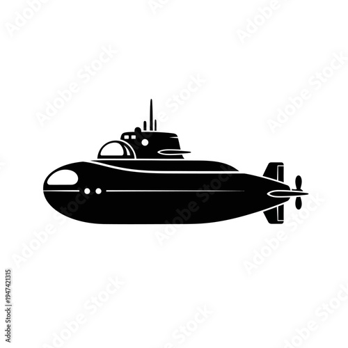 Sleek naval submarine vessel icon representing underwater exploration, stealth operations, and marine transportation for military and scientific endeavors