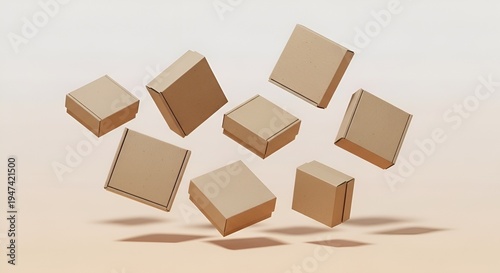 Floating Minimal Kraft Product Boxes Mockup