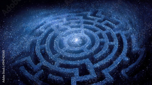 A surreal galaxy shaped like a spiral maze 