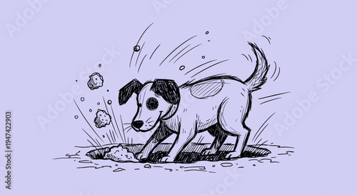 Dog Digging in the Ground Fast.