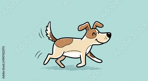Cartoon dog running fast outside.