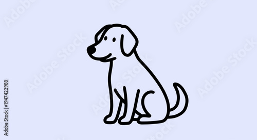 Cute dog sitting on ground.