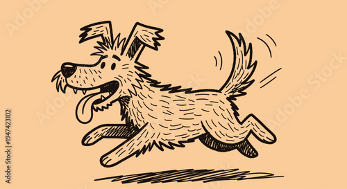 Running dog with floppy ears fast.