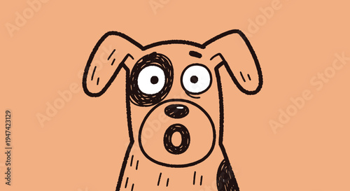 Surprised dog with big eyes looking.