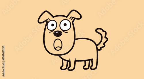 Cartoon dog with surprised expression.