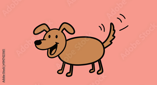 Cartoon dog with floppy ears running.