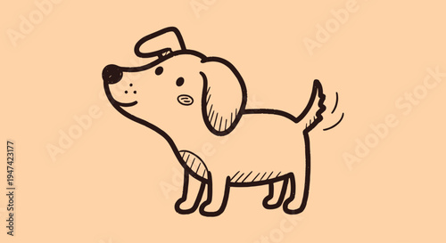 Cute Cartoon Dog Standing Profile.