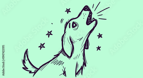 Dog Howling at the Stars Upward.