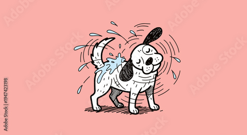 White Dog Shaking Water Off Body.