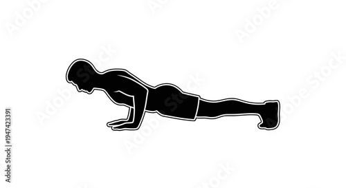 Man Doing Pushup Workout Silhouette Vector Illustration for Gym Fitness Design Element