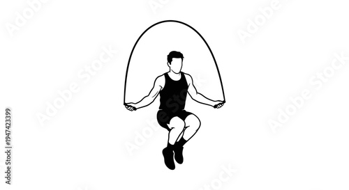 Athlete skipping rope silhouette vector illustration for fitness and cardio training