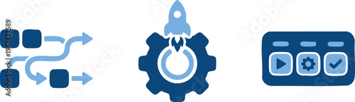 Set of 3 business process icons vector