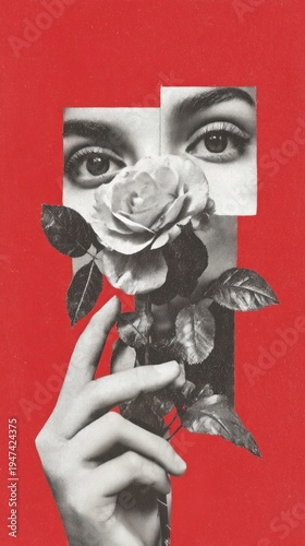 Surreal floral collage art