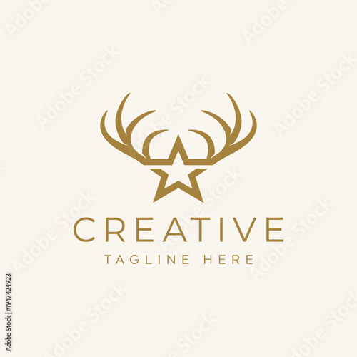 Star logo design with deer antlers illustration